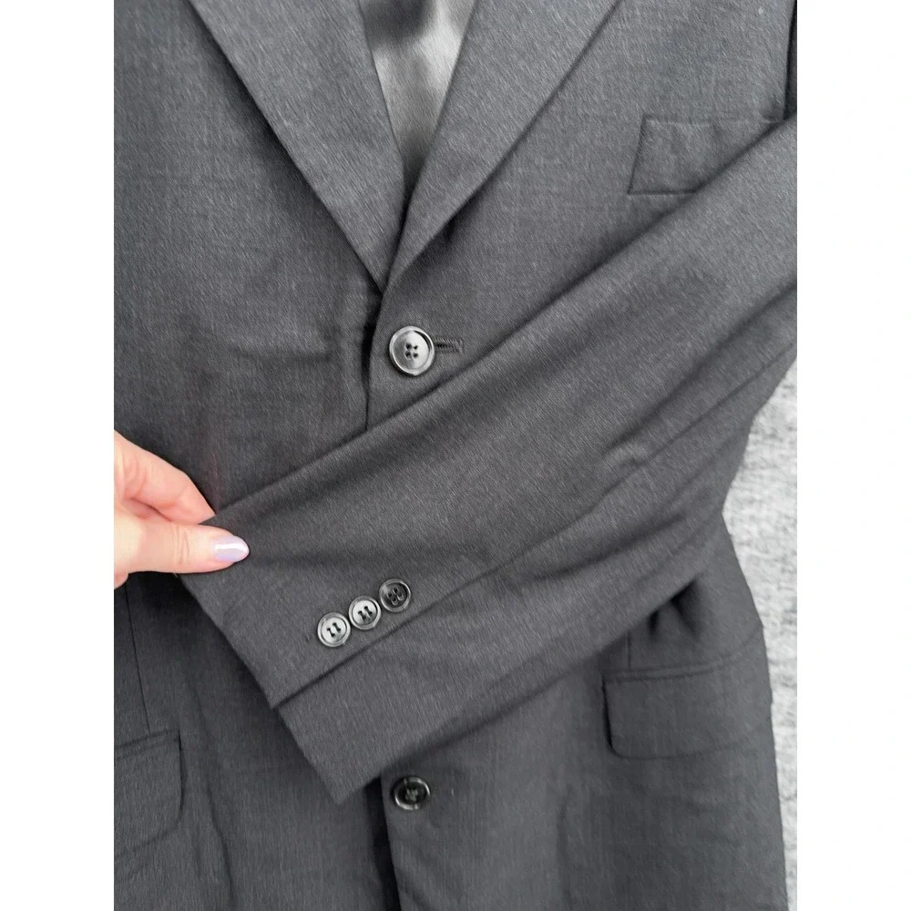 Brooks Brothers Suit Jacket Mens 46L Gray Wool Stretch Brooksease 3 Button